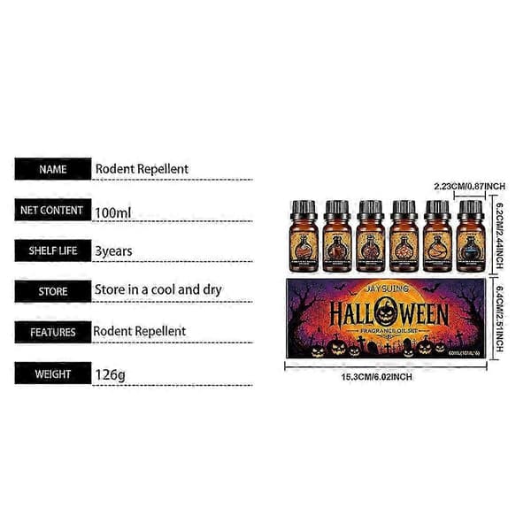 6-pakning Halloween duftoljer Allsidig for diffusere, bad, massasje, stearinlys og såpelaging
