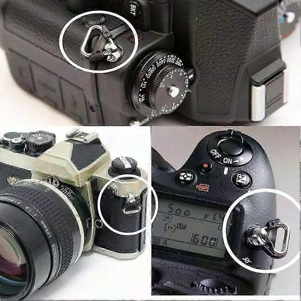 10 stk. kamerarem trekantet splitringkrog til Leica DSLR-tilbehør Svart silver