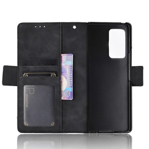 Multi-compartment Leather Case for Samsung Galaxy Z Fold2 5G, Wallet Stand, Protective Cover, Phone Case Multi-color Black