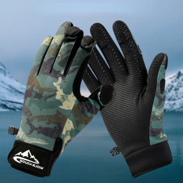 Pair Winter Fishing Gloves 3 Finger Flip Fingerless Gloves Non-slip Waterproof Warm Winter Gloves for Fishing Cycling Running