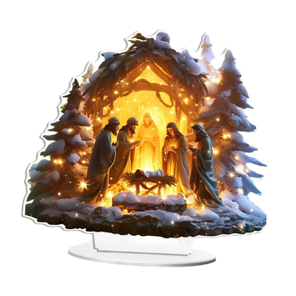 Julekrybbefigur Religiøs Gave Festfigur Akrylstatue