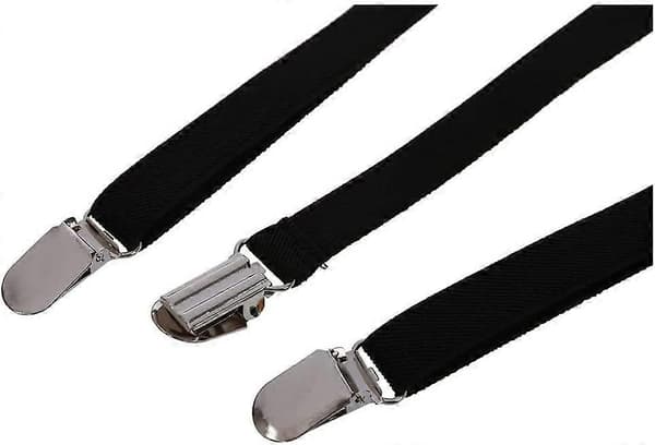 2X Justerbare Metal Klemme Elastiske Seler til Voksne Sort