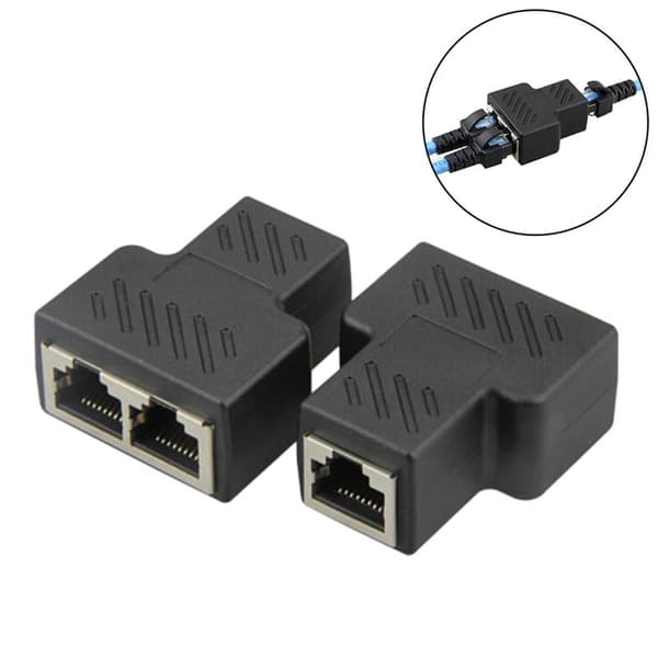 1 til 2 LAN Ethernet Netværkskabel RJ45 Splitterstik Adapter - Perfekt