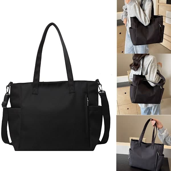 Nylon Crossbody-väska för flicka, stänksäker handväska, stor shoppingväska, grön Green