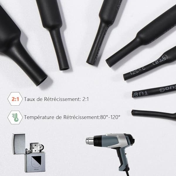 900 dele krympeflex, elektrisk isolering krympeflex kabel, 12 størrelser - krympeforhold 2:1