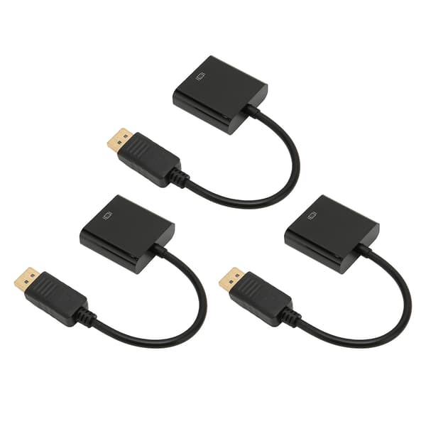 3 stk. DisplayPort til DVI-adapter 4K HD 1080P Mini DP til DVI-adapterkabel til PC, bærbar computer, HDTV, skærm og projektor
