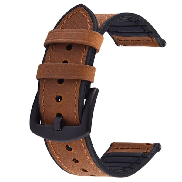 22mm Armbånd, Læder og Silikone Smartwatch Armbånd Comp