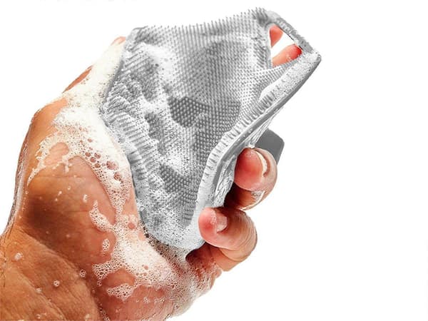 1 STK Silikone Badebørste Eksfolierende Kropsskrubber Massagebørste med Krog Grå