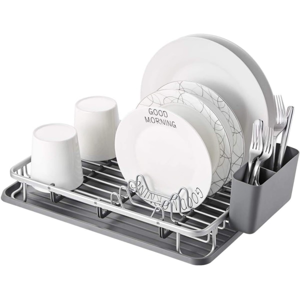 Stainless Steel Dish Drying Rack Dish Drainer w/ Utensil Holder Kitchen Counter