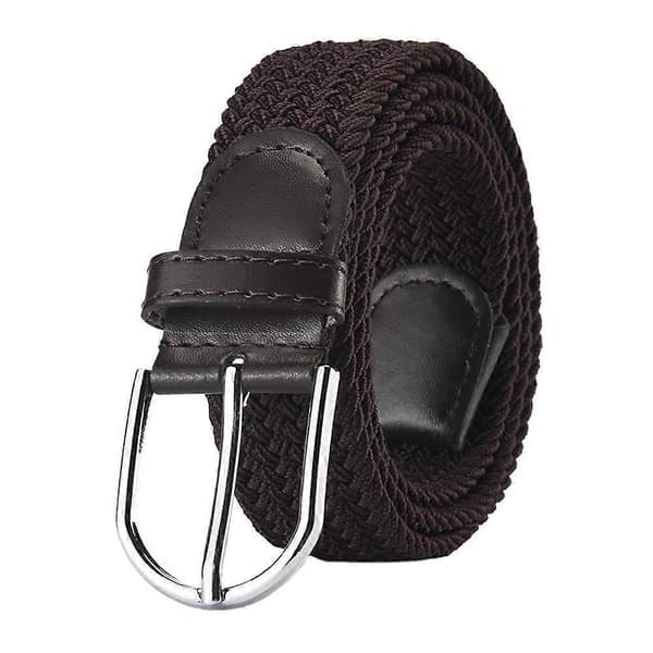 Vævet Elastisk Casual Bælte Legering Stiftspænde Lærred Unisex Taljerem Coffee