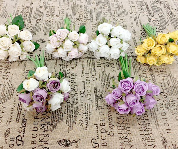 Artificial Rose Bouquet with 24 Heads, Silk Flower with Stem B