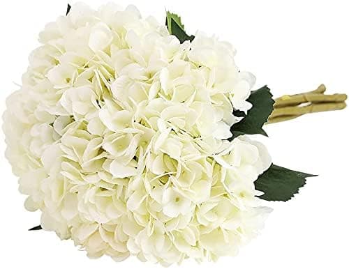 5 Stems of Artificial Silk Hydrangeas with Individual Long Stems and 6.3 Inch Head