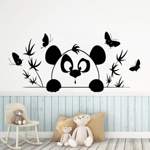 Panda Wall Stickers Nursery Kids Bedroom Art Decor Cartoon Butterflies Bamboo