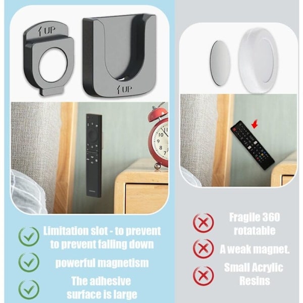 4-pack Magnetisk Fjärrkontrollhållare, TV-fjärrkontrollhållare, Väggmonterad Fjärrkontrollhållare, Magnetisk Hållare, Väggfäste för Fjärrkontroll