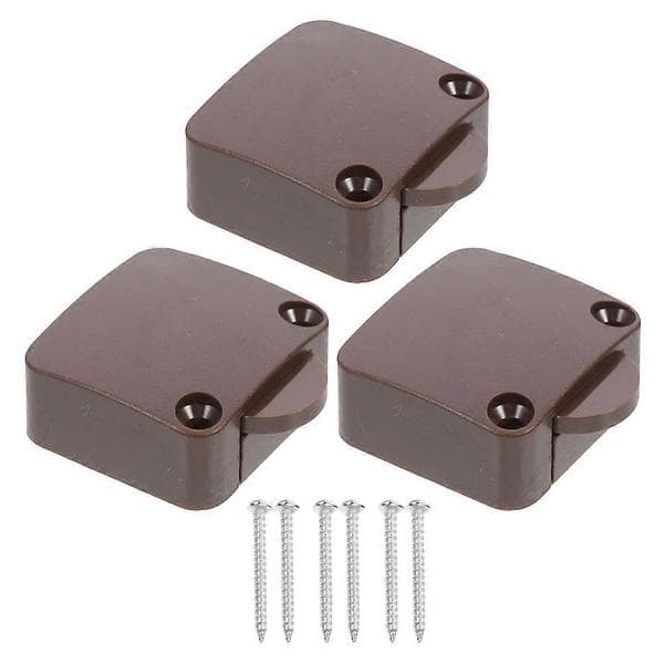 Dørkontakt til skabslys Auto Reset ABS Kobbermateriale Følsom Trigger Bred Anvendelse 3-pak Coffee 3.80X3.30X1.50CM