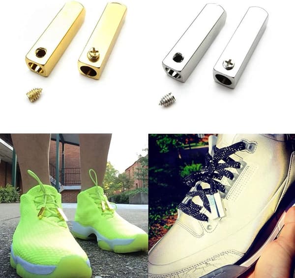 DIY Metalliska Aglets Skolisse Tilbehør Snørebånd Hode Firesidig -S