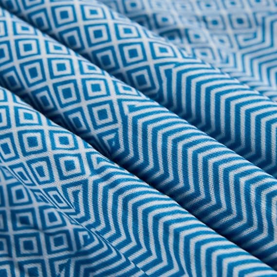 Dam Triangelknapp Bomullsscarf - Blå, Vintage Tryckmönster