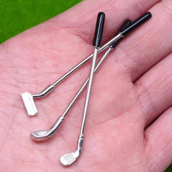 Miniatyr Golfklubba Liten DIY 1:12 Dockhus Tillbehör Dockhus Dekoration Silver Multi