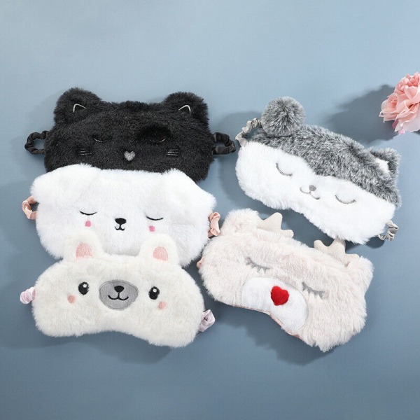 Plush funny Blindfold eye mask cover soft animal sleeping shade fit kids adult