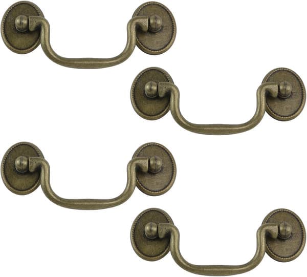 4 pcs with screws Drop Bail Handle Pull 8.5 cm Hole Center Drawer Handle Antique Bronze Cabinet Handle Zinc A