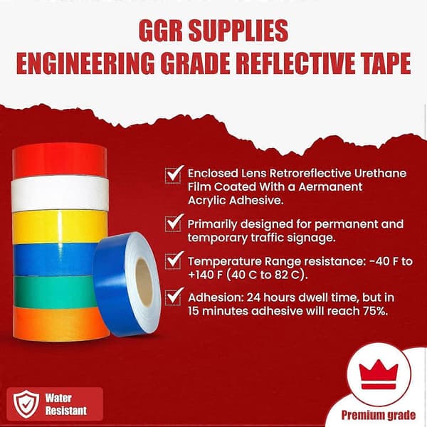 GGR Supplies - T.R.U. REF-7 Sølv/Hvit Reflekterende Tape av Ingeniørkvalitet: 1/2