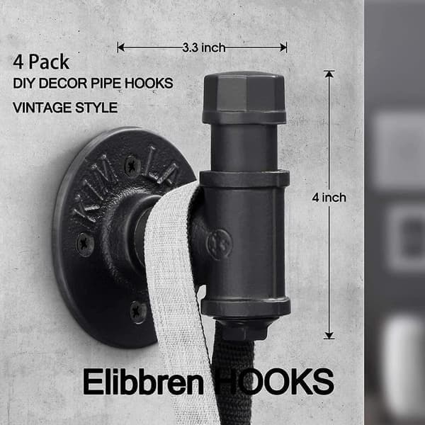 Bathroom Robe Hook Mounting Hardware Included Set Of 4 Industrial Iron Rustic Style Wall Mounted Towel Hooks For Wall Hanging