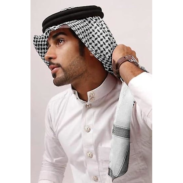 Arabisk keffiyeh for menn, turban, muslimsk palestinsk skjerf, saudisk arabisk agal, sheik-hatt, kostyme for menn