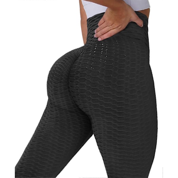 \"Leggings Dame Høy Midje Yoga Bukser Magekontroll Rynkete Booty Leggings Trening Løping Rumpe Løft Tights\" XL