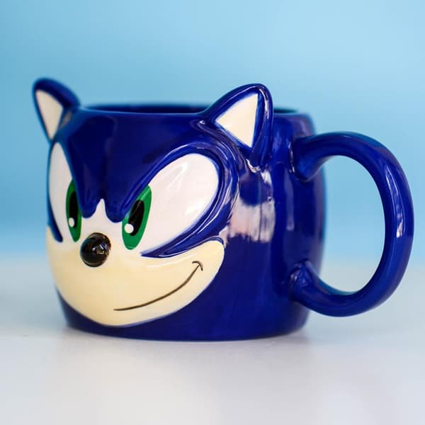 Sega-Sonic ansiktskopp, blå, 14 x 9 cm