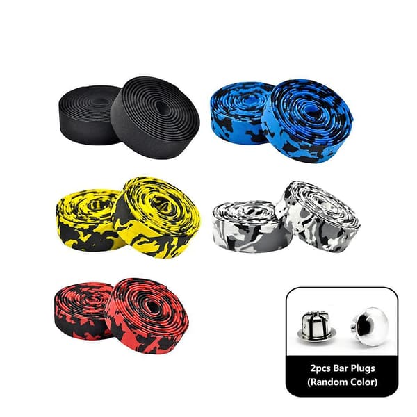 Styretape Landeveissykkel Styreteip for Fixie med Styreplugger Kamuflasje Black