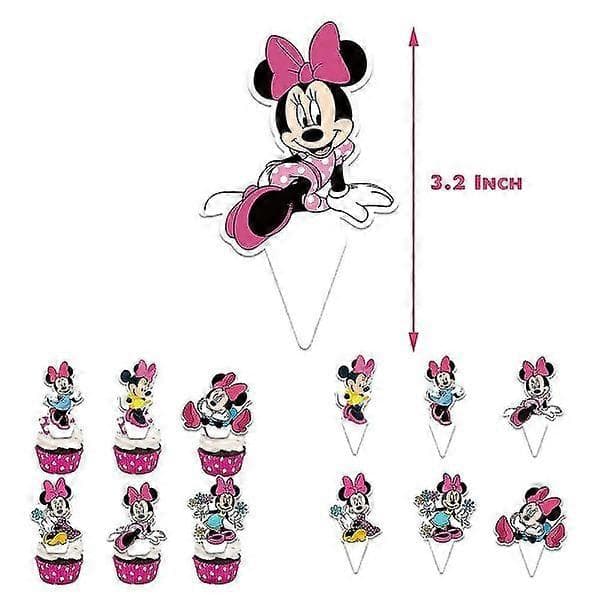 Minnie Mouse Børnefødselsdag Dekorationer Tilbehør Banner Balloner Kagepynt Sæt