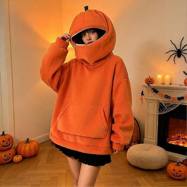 Halloween-hettegenser for kvinner Komfortabel genser med gresskargrafikk for kvinner, oversized Jack-O-Lantern-genser S