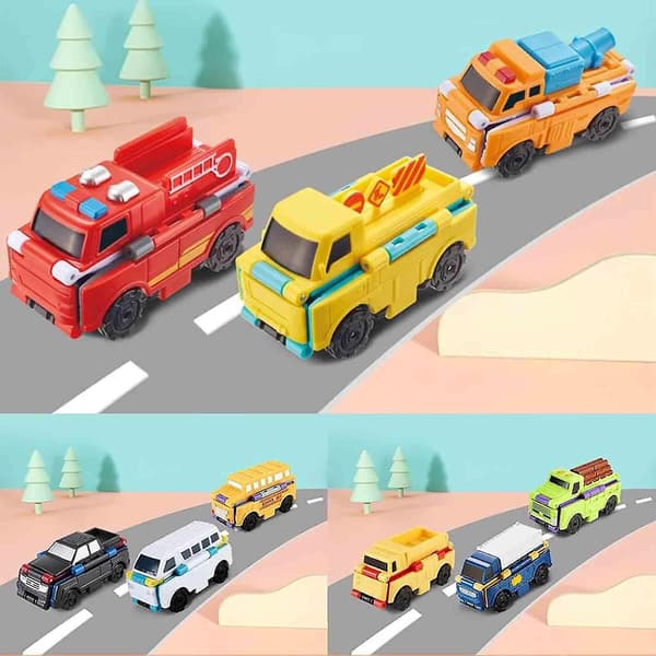 2-i-1 Vendbar Bileke Vendbare Racere Transformerbare Biler Kiddie Corner Dobbeldesignleker