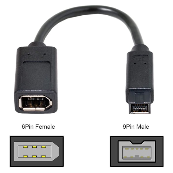 IEEE 1394 6-pins til 1394b 9-pins Firewire Adapter Slidstærk Kameraforbindelseskabel