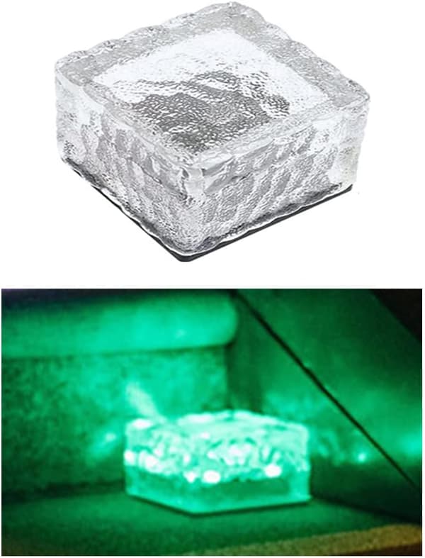 4-pakning Solcellebelysning for teglstein, 10*10*5cm utendørs solcellelamper, isbitlys (grønn)