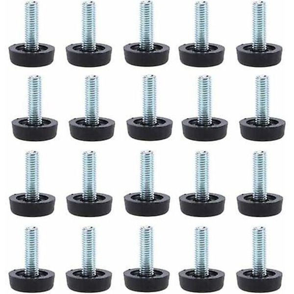 20 Pack Furniture Leveling Feet -m8 X 24mm, Adjustable Table Leg Protectors With Threaded Rod, 24mm, Screw-on Furniture Leveling Foot