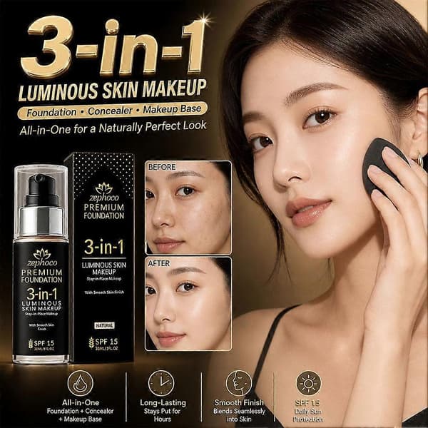 3-i-1 Multi-Action Foundation - Återfuktande & SPF 15 Light skin tone