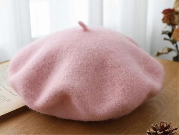 Børn piger fransk baret hat kunstner hat ensfarvet varm hue vinter efterår Pink