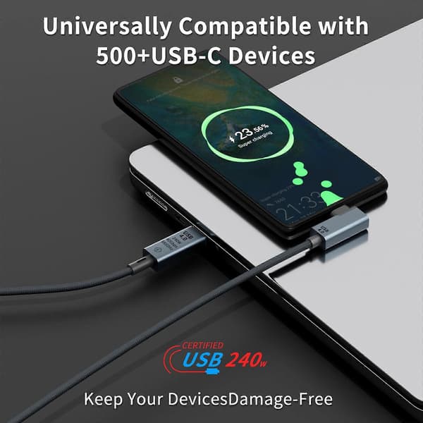 Thunderbolt 4 USB-C-kabel 1m 240W 40Gbps 8K Video Snabbladdning & Data