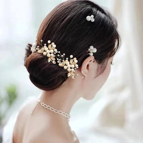 4 stk. brud brudeperle hårnåle brude hårtilbehør til kvinder bryllup blomster hårtilbehør til kvinder og piger