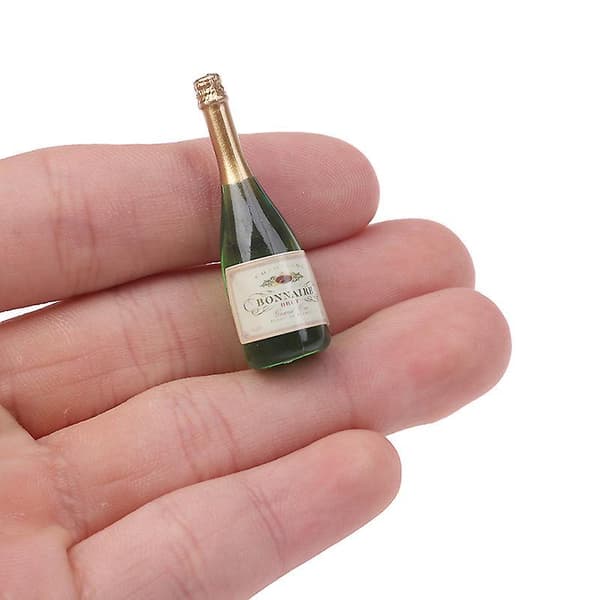 2 st/set Dockhus Champagne Dryckesflaskor 1/12 Skala Mini Dockhusinredning Green 1 Set