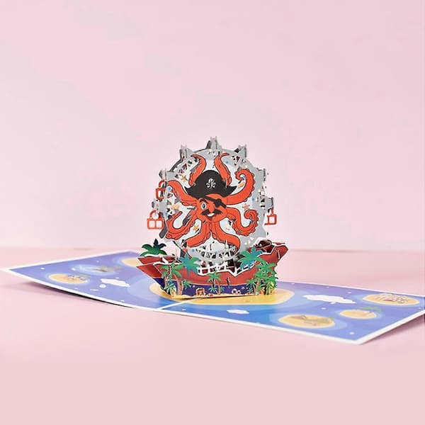 3D Pop Up-kort Blekkspruthjul Gratulasjonskort med konvolutt for Valentinsdag postkort