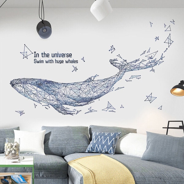 Huge DIY Blue Whale PVC Vinyl Removable Nursery Mural Decal Art Wall Sticker 60"
