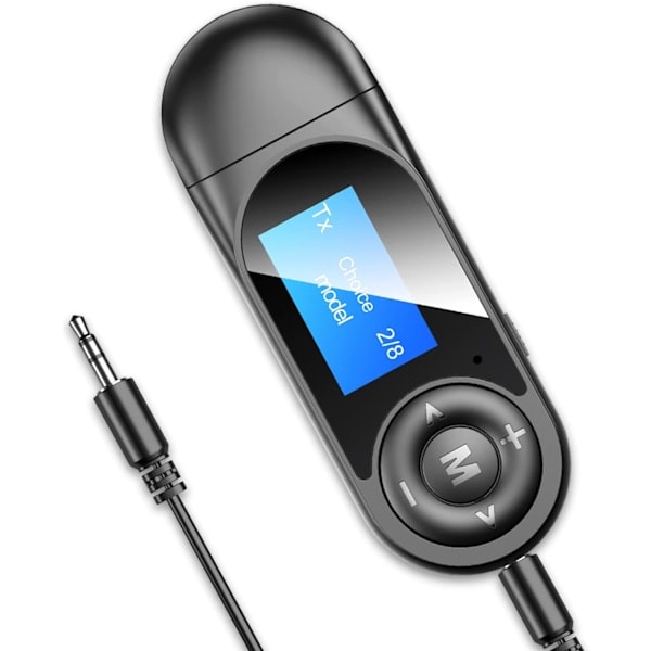 Bluetooth 5.0-adapter för TV med 3,5 mm-uttag 2-i-1 USB-sändare