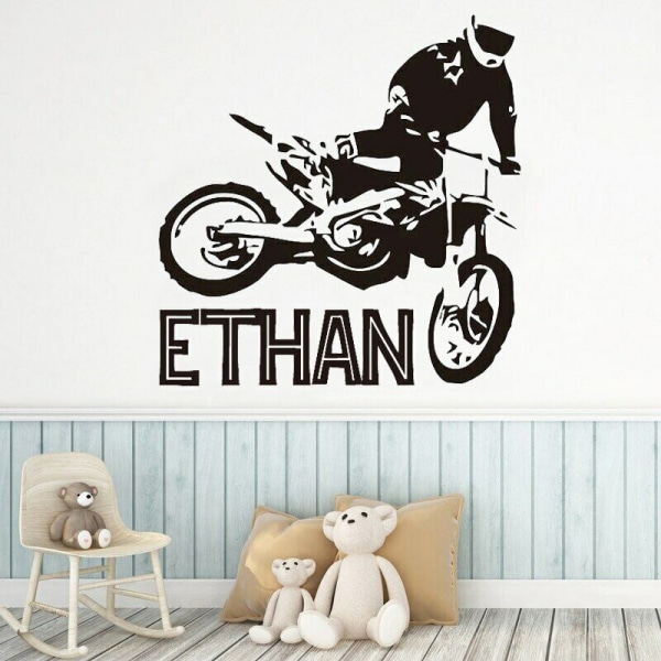 Personalized Motocross Wall Sticker Custom Boys Kids Name Stickers Motorcycle