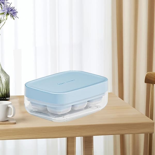 Ice Mold, Durable Soft Bottom Stackable Ice Tray for Home (blue)