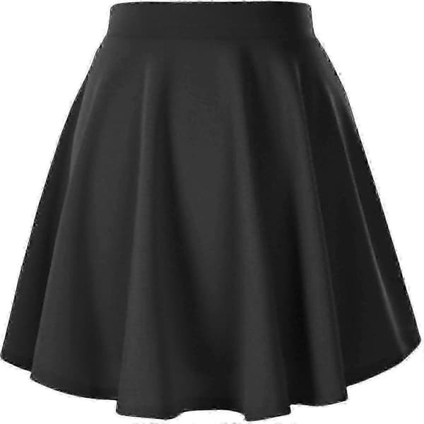 Dame Basic Alsidig Strækbar Udsvinget Casual Mini Skater Nederdel black M