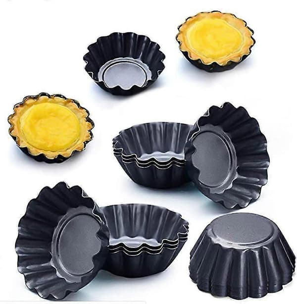 12 stk. terteformer, 6,5 cm mini terteform, karbonstål pannekakeform