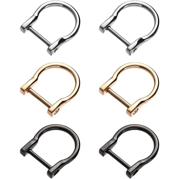 6 Metall D-ringar - Ryggsäcksspänne - Spänne med Löstagbara Skruvar