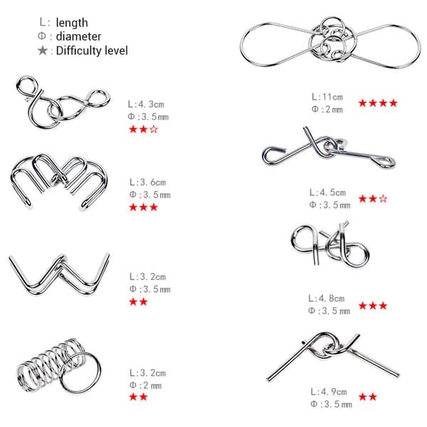 Metal Wire Puzzle IQ Test Mind Game Brain Teaser Magic Trick Toy